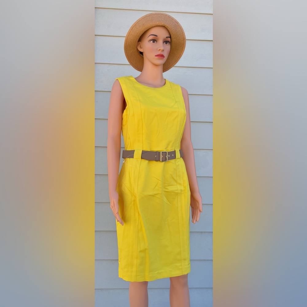 Calvin Klein Yellow and Brown Dress Elegant Style